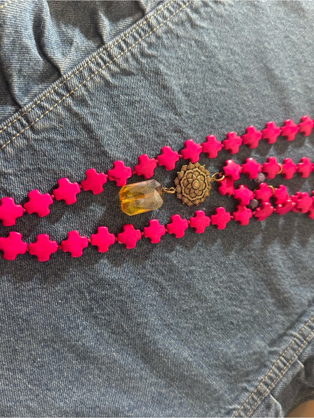KATIA Designs- Bright Pink Howlite Layering Necklace: Woke Up Sexy As Hell Again - Picture 4 of 9